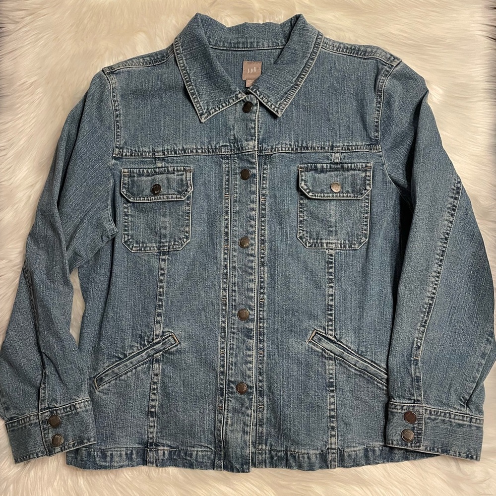 J.jill, Jean, Jacket, Pockets, Stretch, Snaps, Stylish, Attractive, Size XL